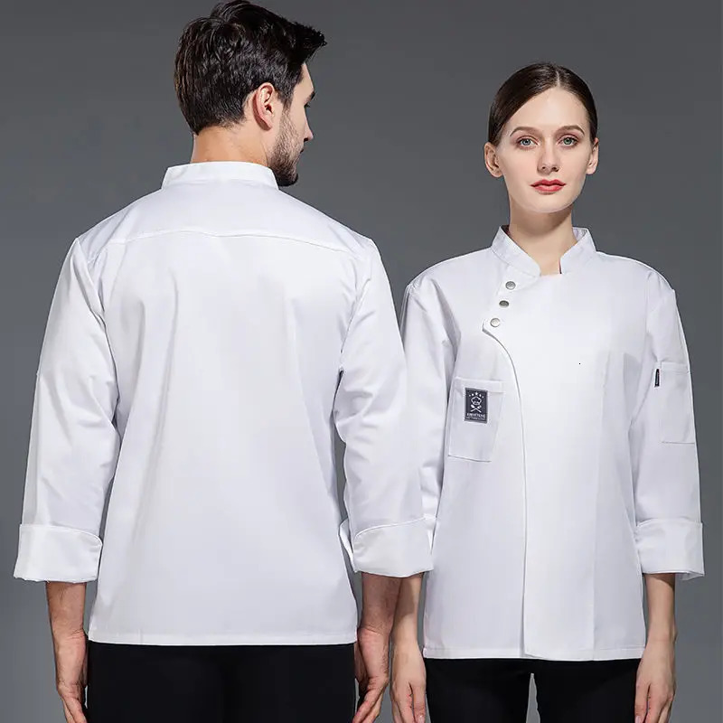 black chef uniform jacket long sleeve Tshirt restaurant Uniform Bakery Food Service Breathable Cooking clothes 240102