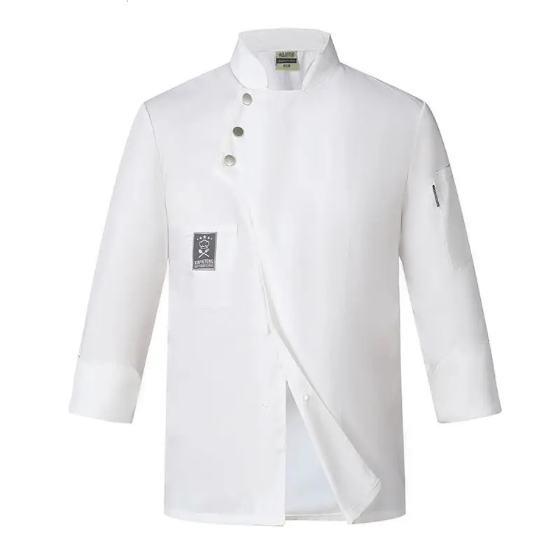 black chef uniform jacket long sleeve Tshirt restaurant Uniform Bakery Food Service Breathable Cooking clothes 240102