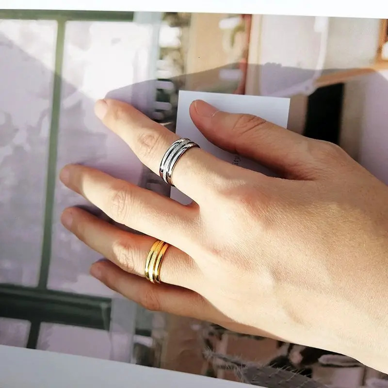 Engraved Name Fashion Golden Plain Aperture Ring Women's Personalized Simple Big Size15 Gold Plated Index Finger Ring for Couple 240103