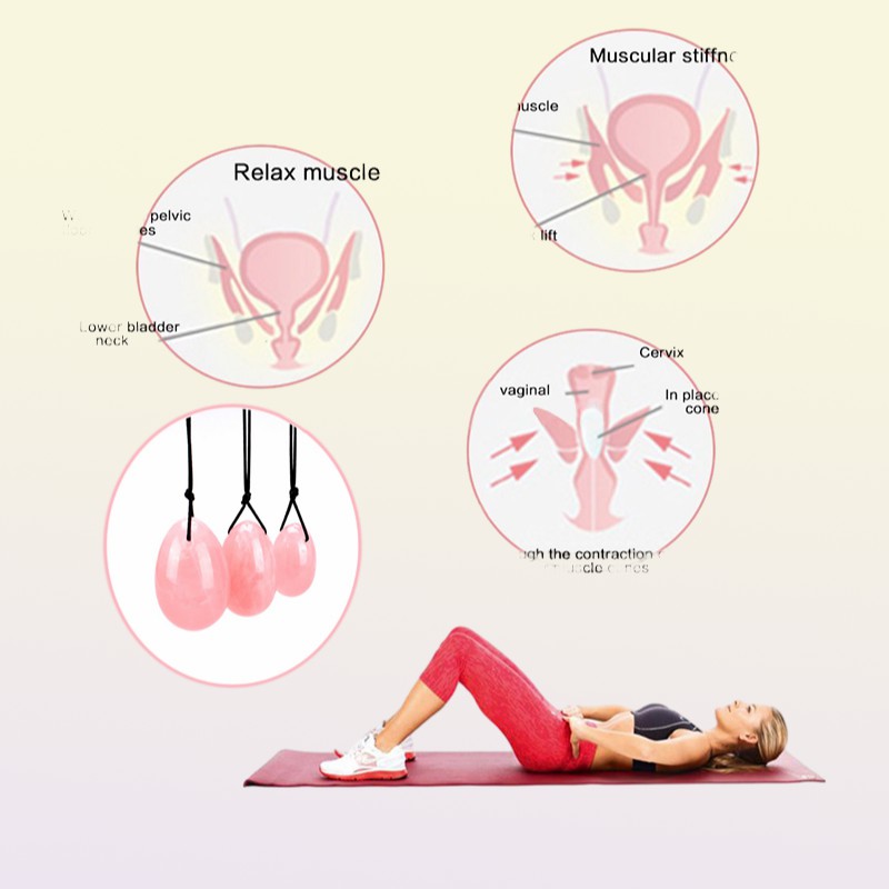 Green Aventurine Yoni Egg Set Drilled Natural Crystal Stone for Kegel Muscle Exercise Viginal Massage Ben Wa Ball Jade Massager7124968