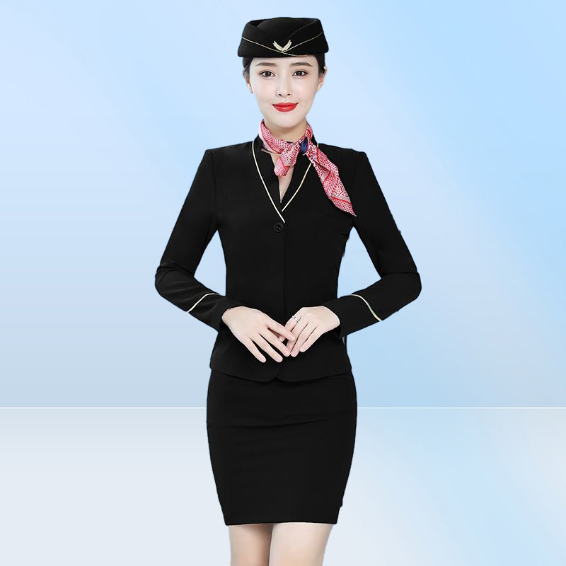 Two Piece Dress Spring Autumn Purple Blazer Set With Skirt ice Suits For Women Airline Stewardess Uniform Work Outfit Elegant 23585344