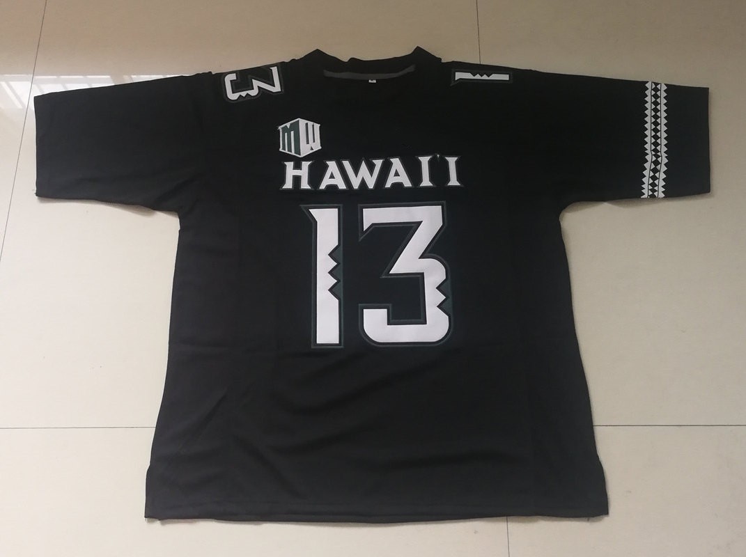 Mens Youth Custom Stitched Hawaii Rainbow Football 27 Koali Nishigaya Landon Sims 31 Dedrick Parson 33 Brock Hedani 38 Robbie Paikai 43 Ronson Jersey 