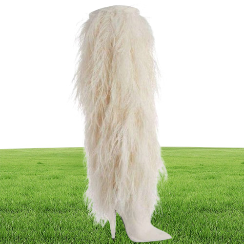 Hot Sale- new fashion boots pointed toes white high heels winter women Thigh-High Boots women shoes botas party shoes