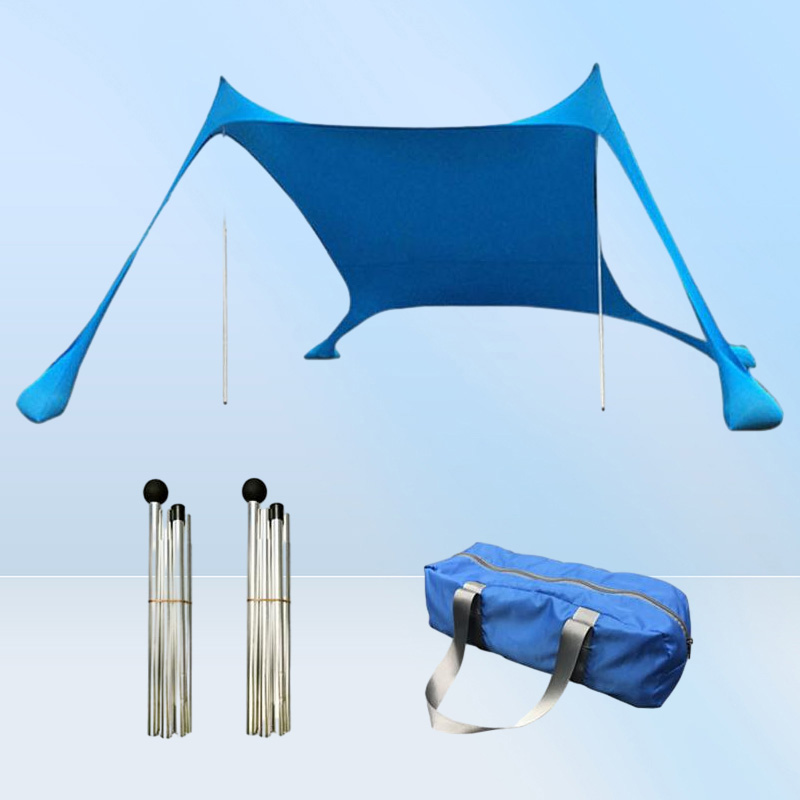 Tents And Shelters 3 People Beach Tent Sun Shade Set Portable Outdoor Shading Awning With Sandbags Lycra Fabric Camping