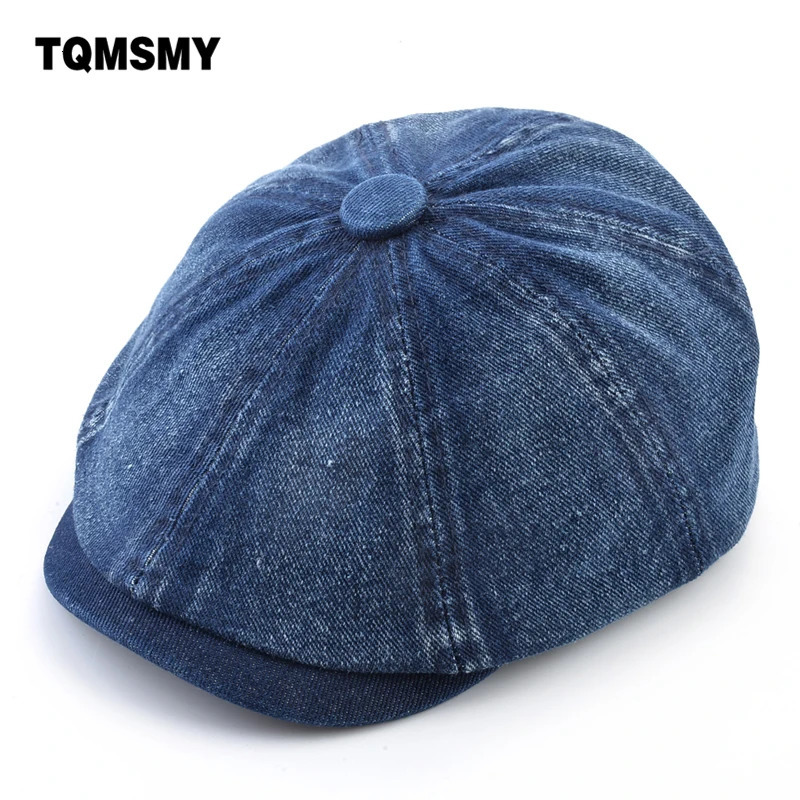 Washed denim fabric Berets Mens Autumn Fashion sboy Caps Retro Male Artist Flat Visor Peaked Hat Men Spring Casual Boina 240116