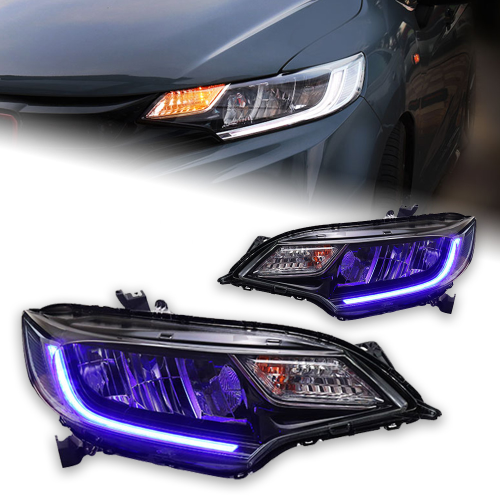 Car Assembly Front Headlights for Honda Fit 2014-20 19 Jazz LED Head Lamp Styling Dynamic Turn Signal Lens