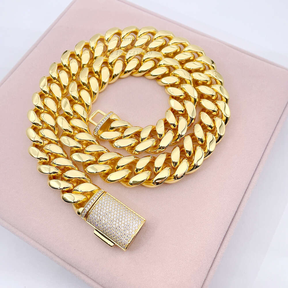 Stainless Steel 14k Pvd Plated for Men 12mm 14mm Stainless Steel Cuban Link Chain Necklace Miami Cuban Chain Initial Necklace