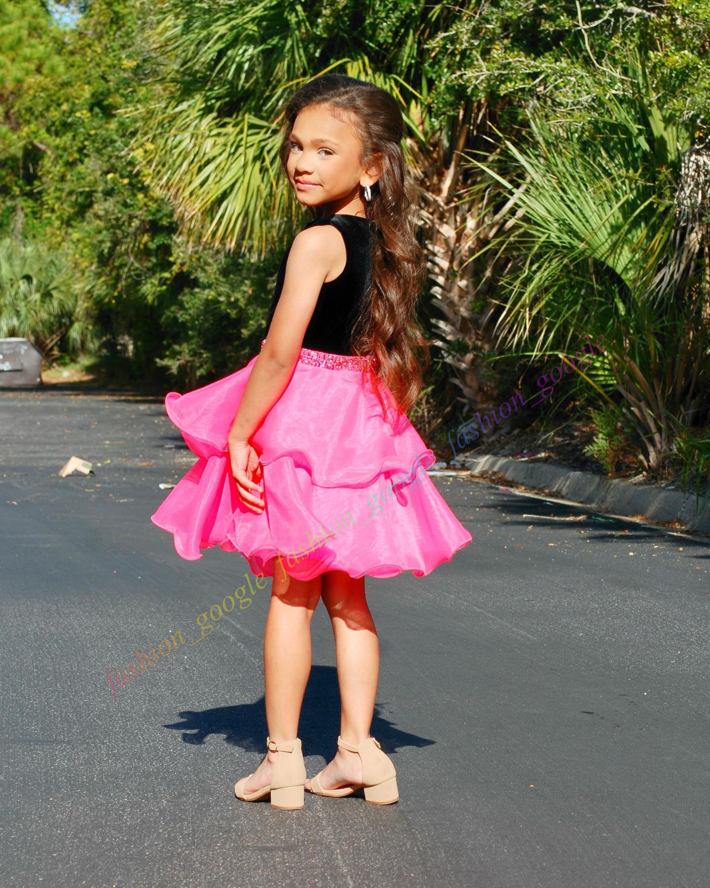 Baby Kid Pageant Showstopper Dress 2026 Magenta Short Cocktail Party Gown Flower Girl Toddler Infant Little Miss Interview Fun Fashion Runway Black/Ho