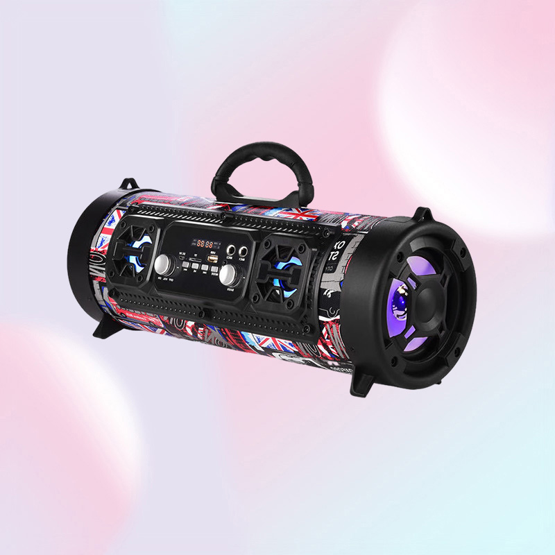 Portable Speakers CHM17 Bluetooth speaker wireless LED colorful light barrel microphone Outdoor portable subwoofer support Blueto