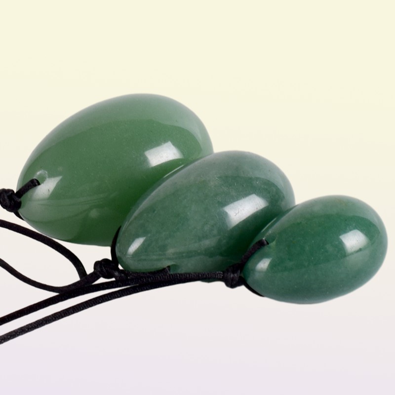 Green Aventurine Yoni Egg Set Drilled Natural Crystal Stone for Kegel Muscle Exercise Viginal Massage Ben Wa Ball Jade Massager7124968