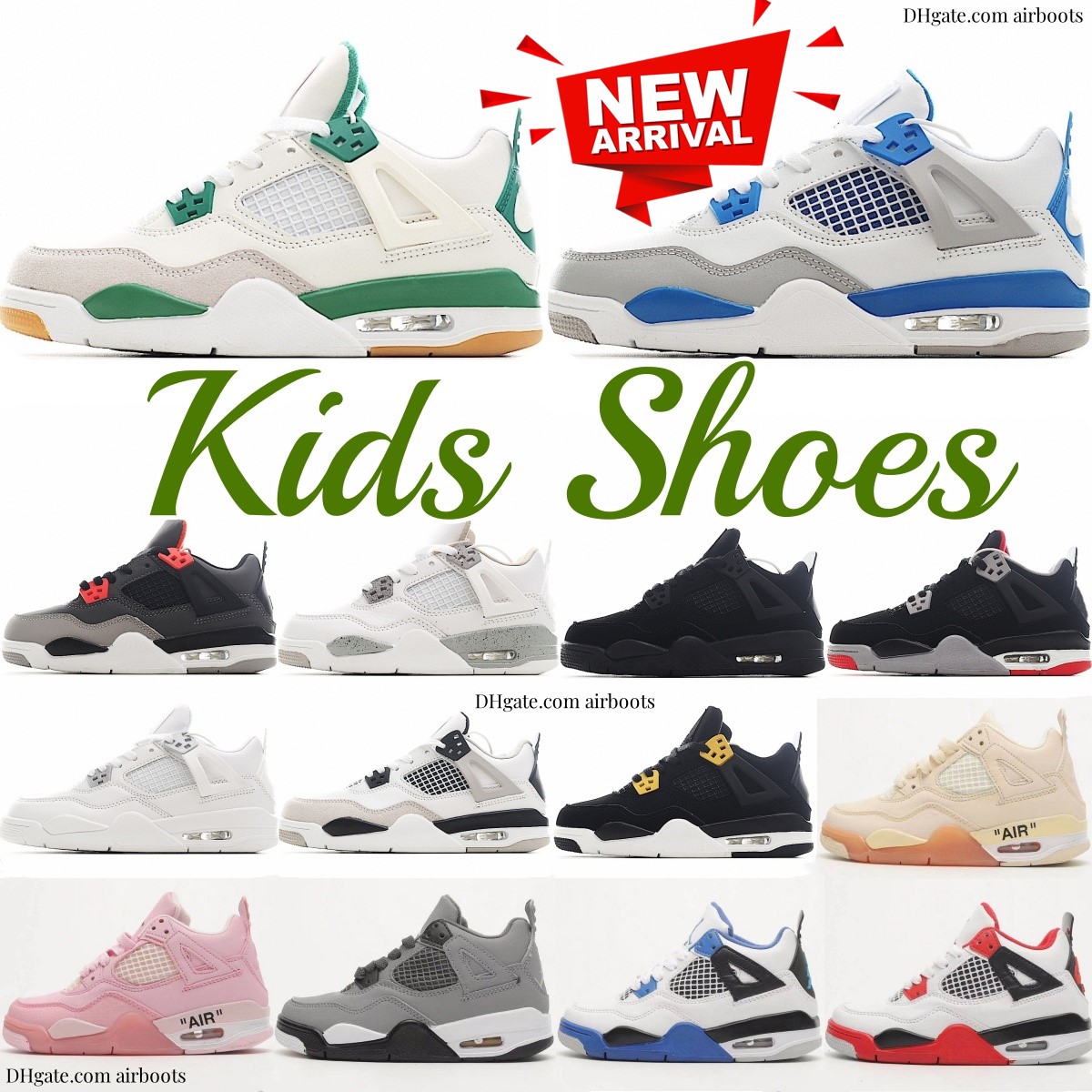 4 kids shoes 4s basketball boys sneakers designer military black cat Blue trainers kid youth toddler Pine Green shoe Fire Red Bred White Oreo Infrared Royalty eur 28-35