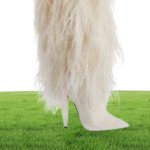 Hot Sale- new fashion boots pointed toes white high heels winter women Thigh-High Boots women shoes botas party shoes