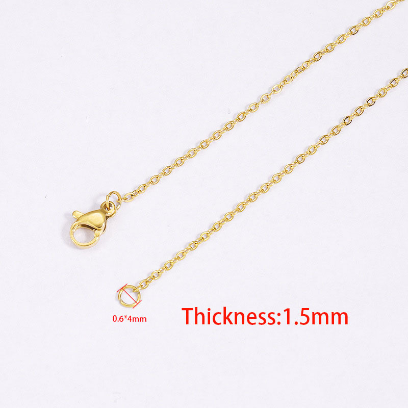 18K Real Gold Silver Plated Stainless Steel Necklace Link Chain Pendent Necklace DIY Jewelry Making Accessories 1mm/ 1.5mm/2mm 45cm Length No Fade Col
