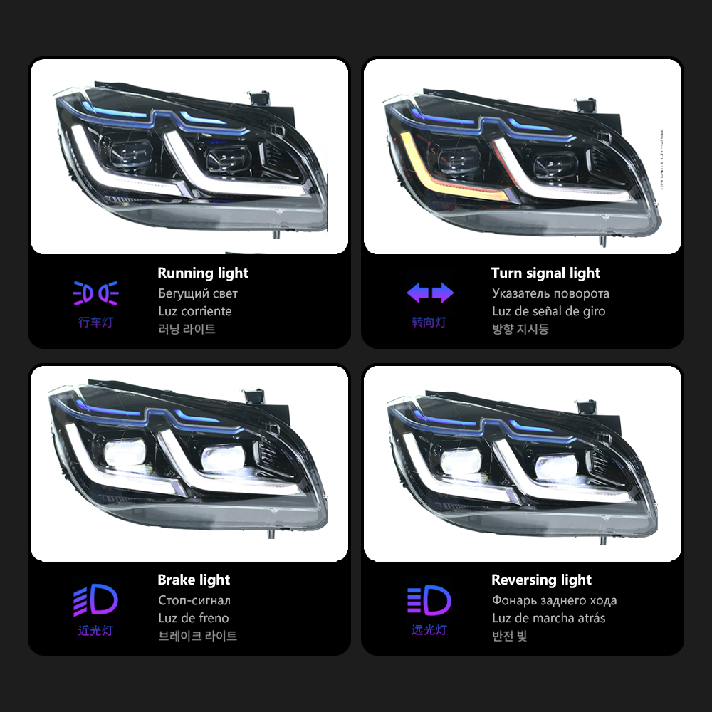 Headlight Assembly for BMW E84 X1 2011-20 15 Competition Style DRL Bifocal Lens Dynamic Turning Front Head Lights