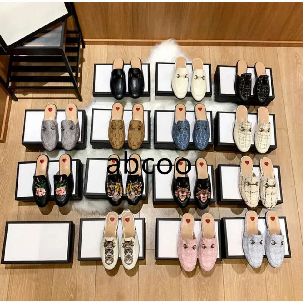 Designer Sandals Mules half Slippers Leather Casual Shoes Women Loafers Half Drag Princetown Metal Cowhide 35-41