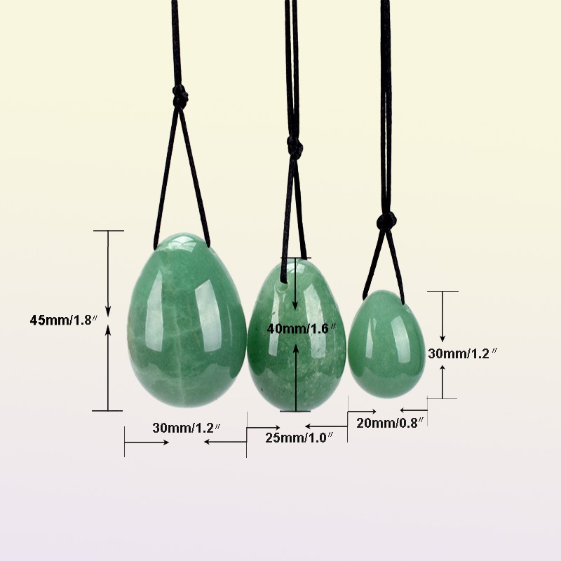 Green Aventurine Yoni Egg Set Drilled Natural Crystal Stone for Kegel Muscle Exercise Viginal Massage Ben Wa Ball Jade Massager7124968