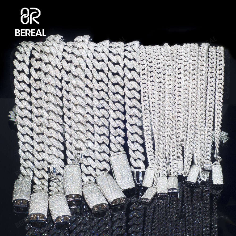 bracelet necklace mossanite Wholesale 8MM 12MM 14MM Vvs Moissanite Cuban Chain Iced Out Round Brilliant Cut Diamond 925 Silver Cuban Link Bracelet