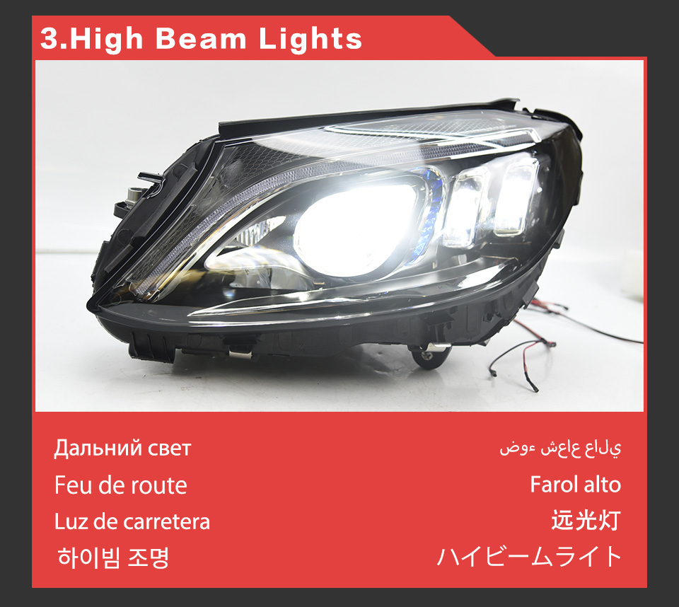 LED Headlight Assembly for BENZ W205 Car Daytime Running Head Light 2014-2020 Turn Signal High Beam Projector Lens