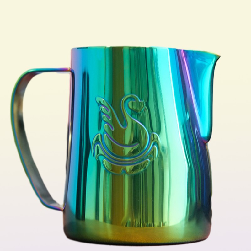 Coffee Pots JIBBI Milk Steaming Frothing Pitcher Stainless Steel NonStick Jug Pull Flower Cup Perfect for Cappuccino Latte 600 222808993