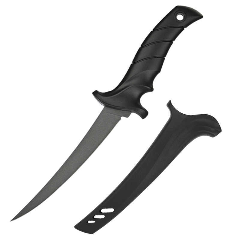 Multifunctional Fishing Knife Rubber Hand Handle Scraping Scales Slicing Cutting Fish Fillet Knife with Sheath Sharpener