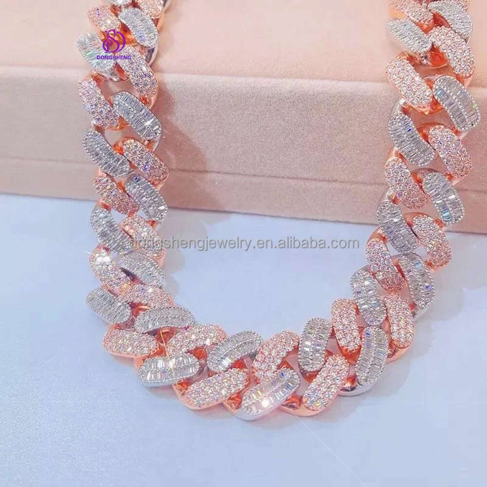 necklace moissanite chain Mens Fashion jewelry 16mm 925 Silver Hip hop necklace Custom Vvs Moissanite Diamond Cuban chain