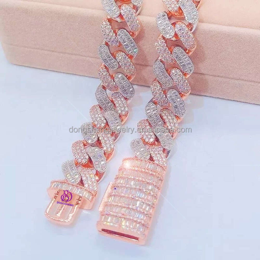 necklace moissanite chain Mens Fashion jewelry 16mm 925 Silver Hip hop necklace Custom Vvs Moissanite Diamond Cuban chain