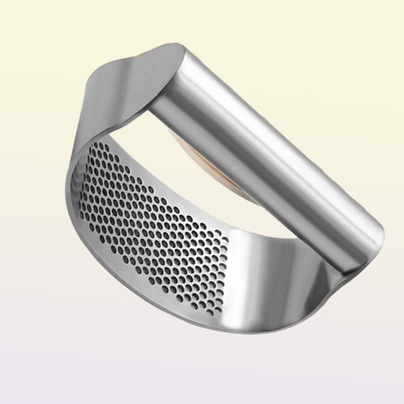 1pcs Stainless Steel Curved Garlic Press Vegetable Chopper Crusher Manual Ginger Mincing Masher Kitchen Gadgets Cooking Tools 2012