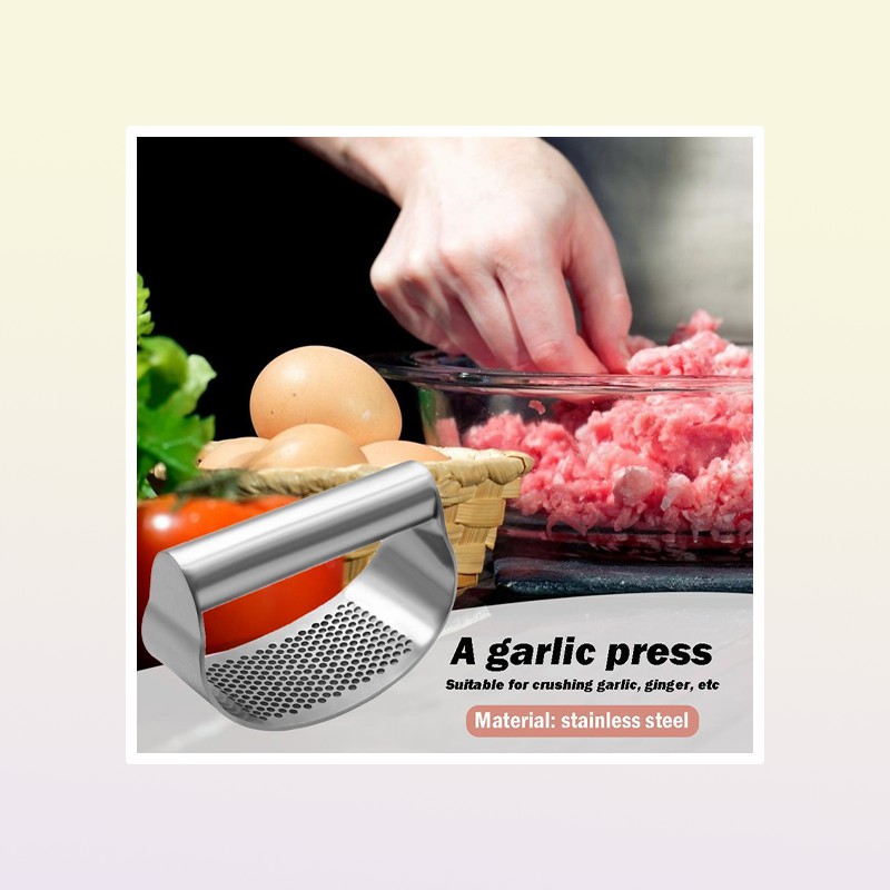 1pcs Stainless Steel Curved Garlic Press Vegetable Chopper Crusher Manual Ginger Mincing Masher Kitchen Gadgets Cooking Tools 20126410907