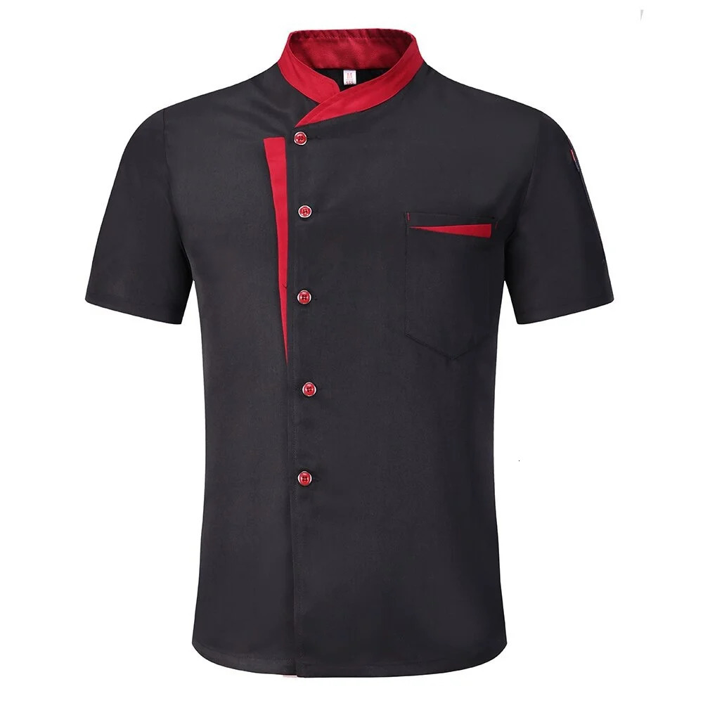 Short Sleeve Chef Jacket Set el Kitchen Work Uniform Cook Restaurant Cooking ShirtsHatApron 240102