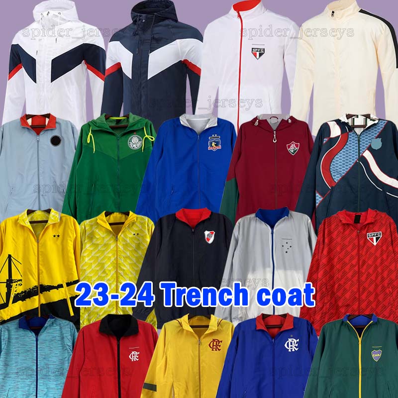 23 24 River Plate Sao Paulo Hooded jacket 2023 2024 Dortmunds Flamengo PSGES BAYERN Colo Colo Reversible trench coat Cruzeiro munich Fluminense Palmeiras Soccer top