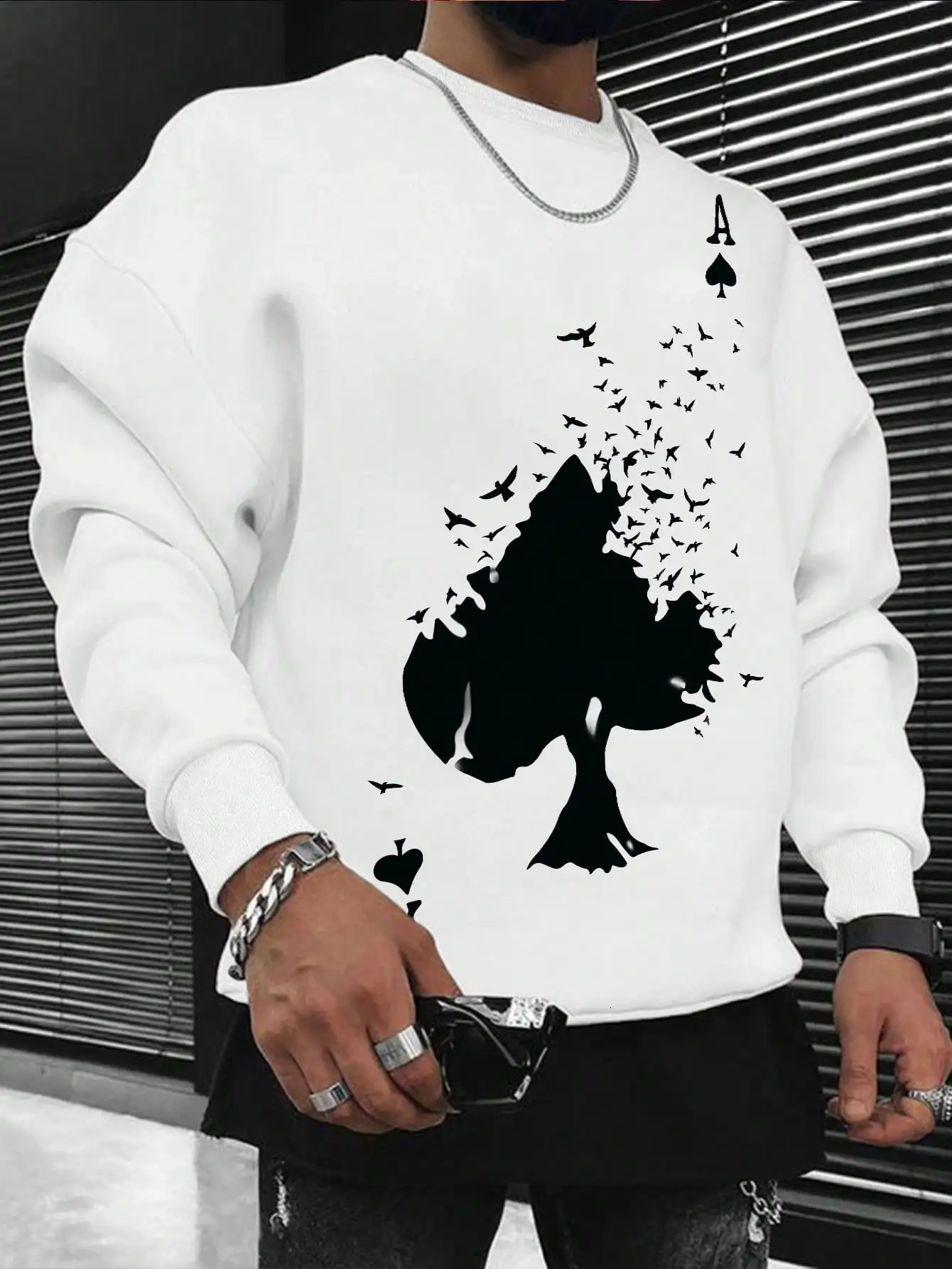 Drifting Spades A Black Pattern Male Sweatshirts Comfortable Creative Pullovers Hip Hop Tops Fleece Casual Streetwear For Mans 240102