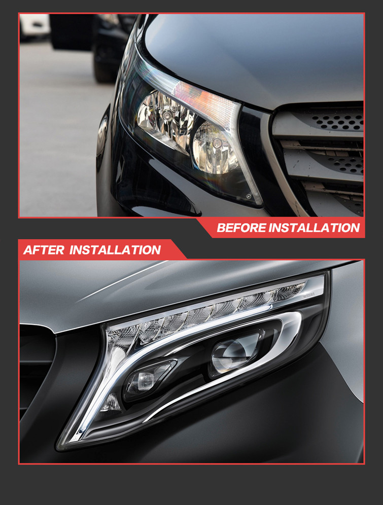 Head Lamp for Benz W447 Vito LED Daytime Running Headlight 2013-2019 Turn Signal High Beam Light Car Accessories