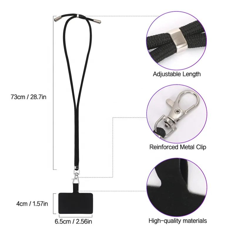 Universal Crossbody Cell Phone Lanyard Patch with Adjustable Detachable Nylon Neck Strap Neck Shoulder Strap Rope Phone Case Anchor Tether Tab for Mos