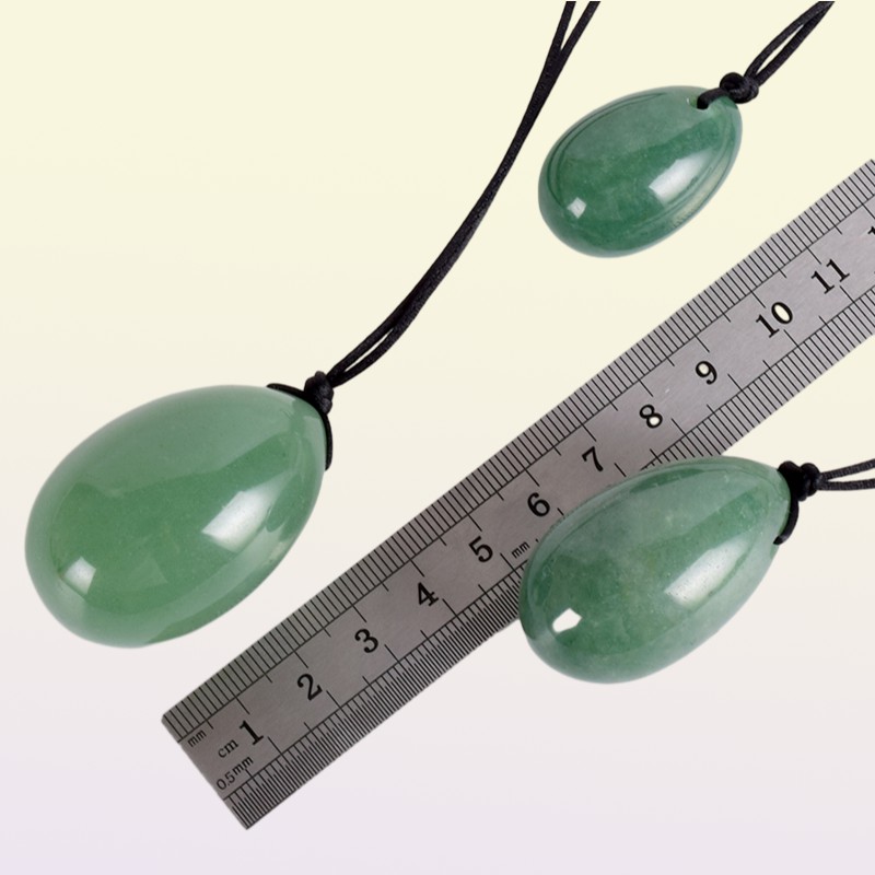 Green Aventurine Yoni Egg Set Drilled Natural Crystal Stone for Kegel Muscle Exercise Viginal Massage Ben Wa Ball Jade Massager7124968