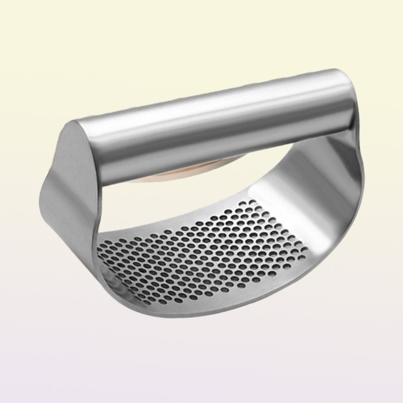 1pcs Stainless Steel Curved Garlic Press Vegetable Chopper Crusher Manual Ginger Mincing Masher Kitchen Gadgets Cooking Tools 2012