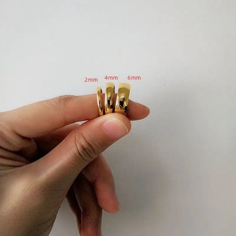Engraved Name Fashion Golden Plain Aperture Ring Women's Personalized Simple Big Size15 Gold Plated Index Finger Ring for Couple 240103