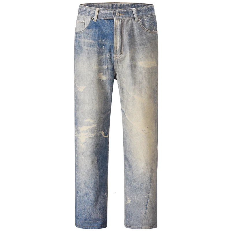 UncleDonJM 3D Print Distressed Jeans VIBE Style Retro Straight Versatile Street Fashion Y2k Mens Baggy Jean 240102