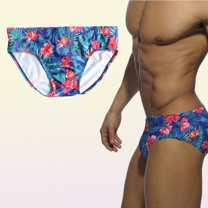Men039s Swimwear Swimsuit Slip Underpants Beach Swimming Briefs For The Sea Blue Flowers Shorts Bathing Suit Man Clothing