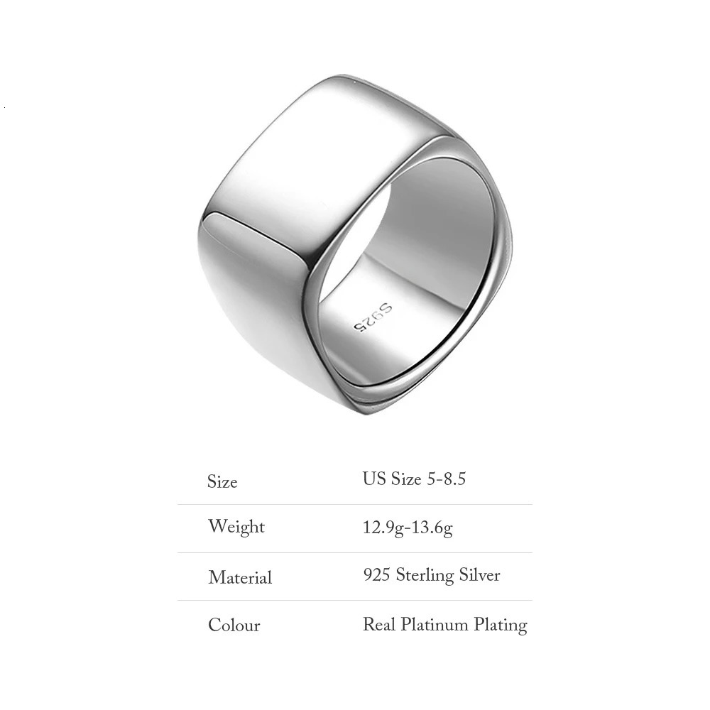 TZgrams 925 Sterling Silver Wide Based Rings Geometric Minimalistic Smooth Plain Engagement Ring Wholesale in Trendy Jewelry 240103