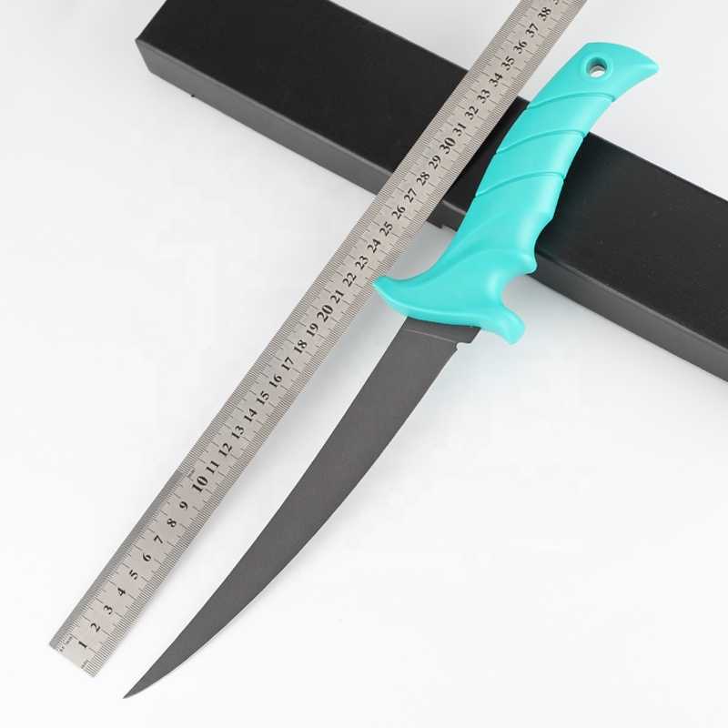 Multifunctional Fishing Knife Rubber Hand Handle Scraping Scales Slicing Cutting Fish Fillet Knife with Sheath Sharpener