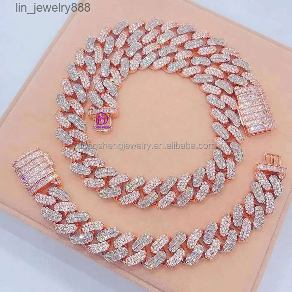 necklace moissanite chain Mens Fashion jewelry 16mm 925 Silver Hip hop necklace Custom Vvs Moissanite Diamond Cuban chain