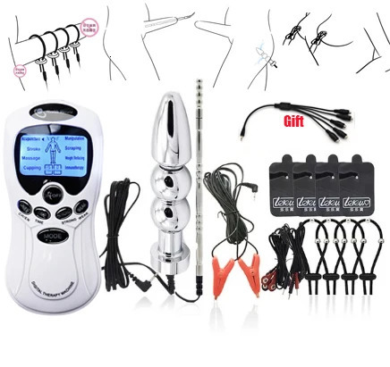 BDSM Electric Shock Anal Vagina Plug Urethral Catheter Penis Ring Electro Stimulator Nipple Clamp Massage Pad Sex Toys 240102
