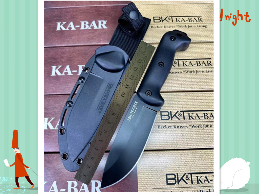 KA-BAR BK2 Becker Straight Fixed Blade Knife ABS Handle Tactical Self Defense EDC Tool Pocket Camping Hunting Knives a3005