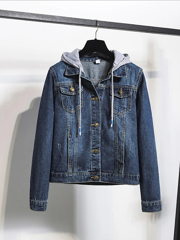 Fleece Warm Winter Jean Jacket Female Pockets Button Soft Hooded Outerwear Fashion Slim Denim Coats For Women 240102