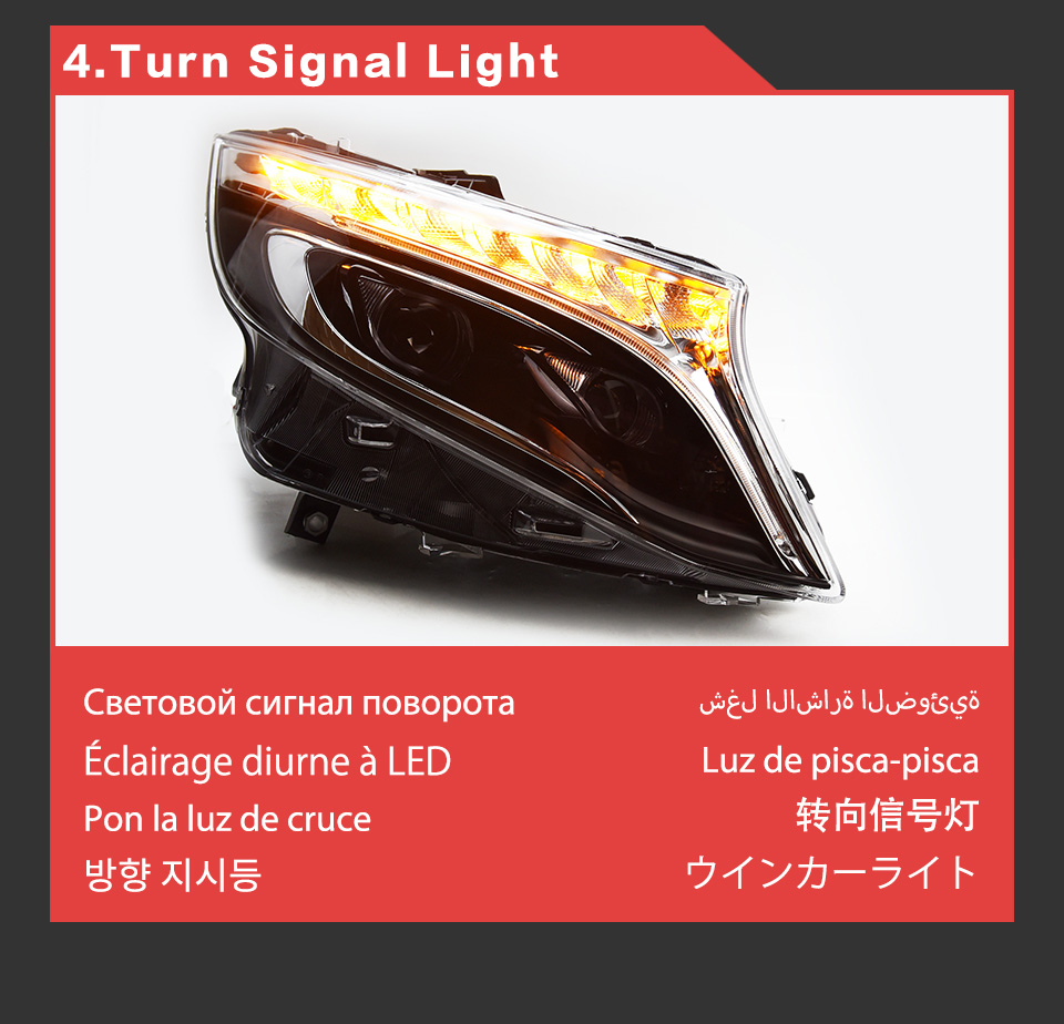Head Lamp for Benz W447 Vito LED Daytime Running Headlight 2013-2019 Turn Signal High Beam Light Car Accessories
