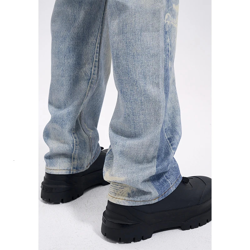 UncleDonJM 3D Print Distressed Jeans VIBE Style Retro Straight Versatile Street Fashion Y2k Mens Baggy Jean 240102