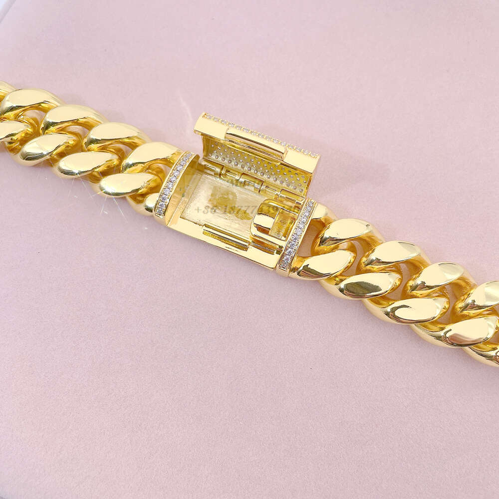 Stainless Steel 14k Pvd Plated for Men 12mm 14mm Stainless Steel Cuban Link Chain Necklace Miami Cuban Chain Initial Necklace