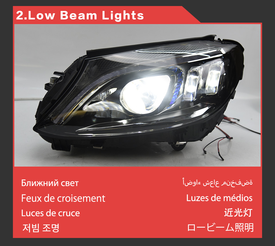 LED Headlight Assembly for BENZ W205 Car Daytime Running Head Light 2014-2020 Turn Signal High Beam Projector Lens