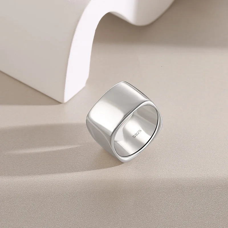 TZgrams 925 Sterling Silver Wide Based Rings Geometric Minimalistic Smooth Plain Engagement Ring Wholesale in Trendy Jewelry 240103