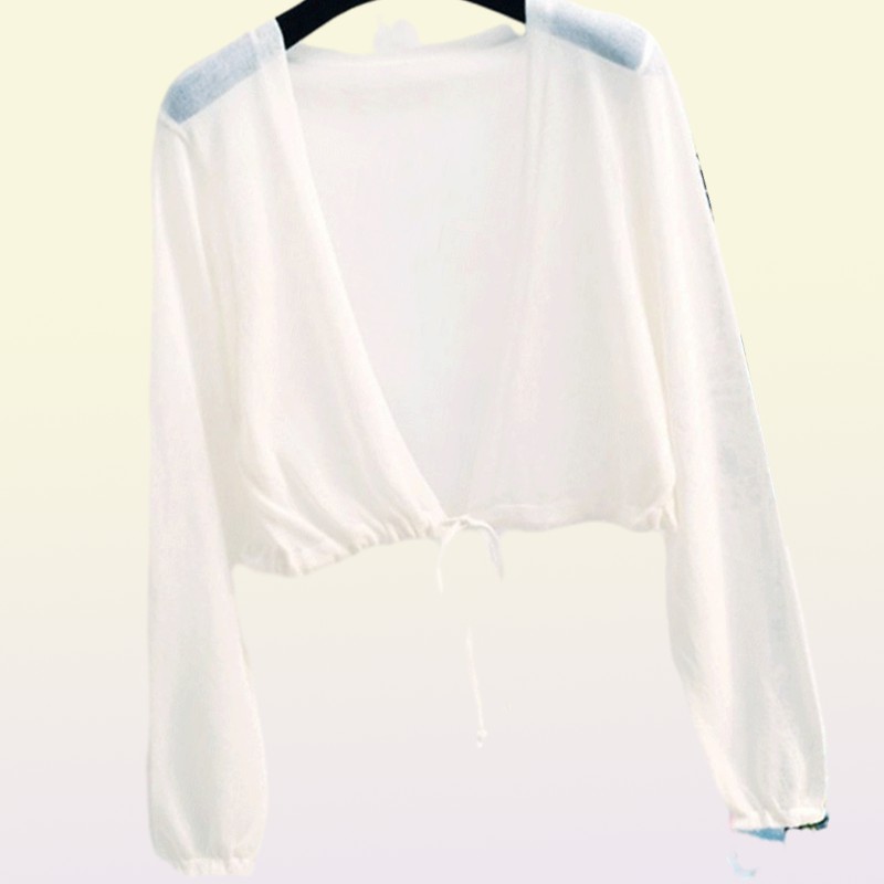 Women Summer Sun Protection Coat Lace Bow Ruffle Cardigan Shirt Female Blouse Tops for Woman Covers Blusa White Y2K Korean Shirt 28050217